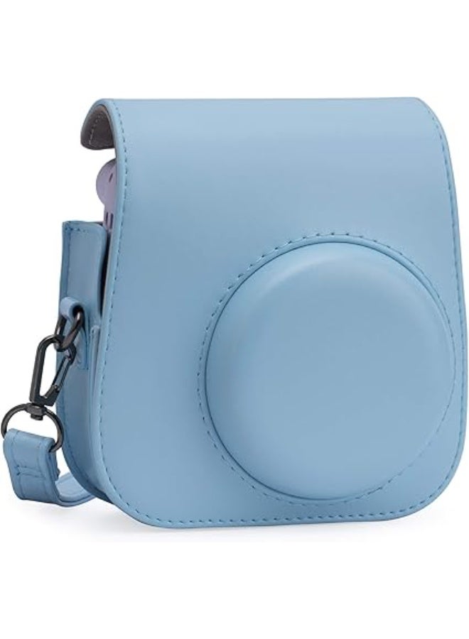 eWINNER حافظة كاميرا واقية متوافقة مع كاميرا فوجي فيلم انستاكس ميني 11 الفورية/ غطاء كاميرا انستاكس من الجلد الصناعي بنمط رسم جميل مع حزام وجيب قابل للازالة، لون ازرق، حافظة كاميرا - Image 1